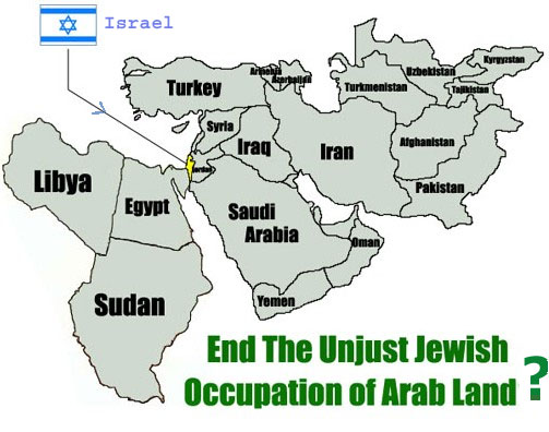 map of Israel and surrounding Arab neighbours